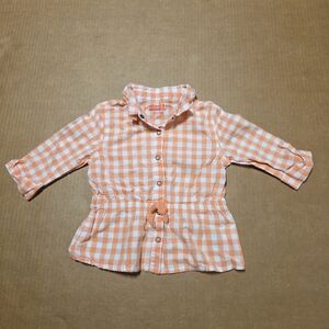 Oshkosh Kids 4T Peach Plaid Long Sleeve Shirt